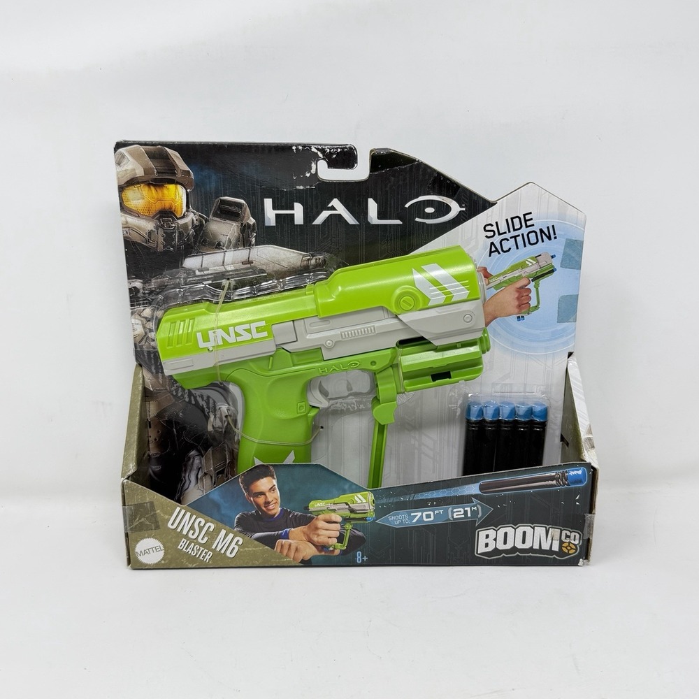 Mattel BoomCo Halo UNSC Magnum M6 Blaster GREEN Blasters Pistol + Darts Extra